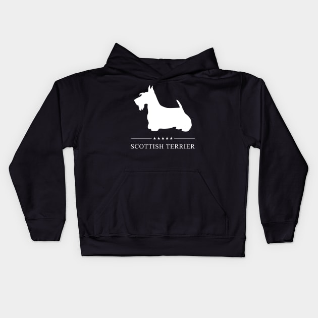 Scottish Terrier Dog White Silhouette Kids Hoodie by millersye